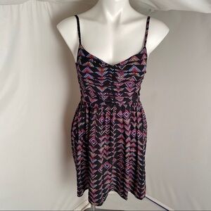 Roxy multicolor black skater sundress with adjustable straps